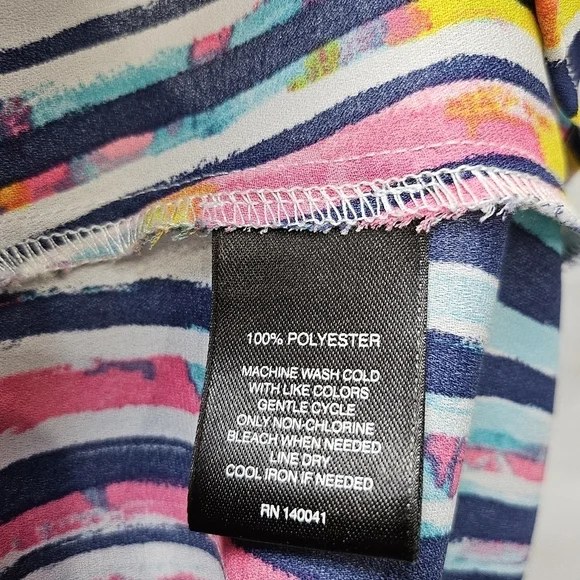Signature Studio Stripped Pull Over Top Blue Pink 100% Polyester Sz S - Picture 8 of 8
